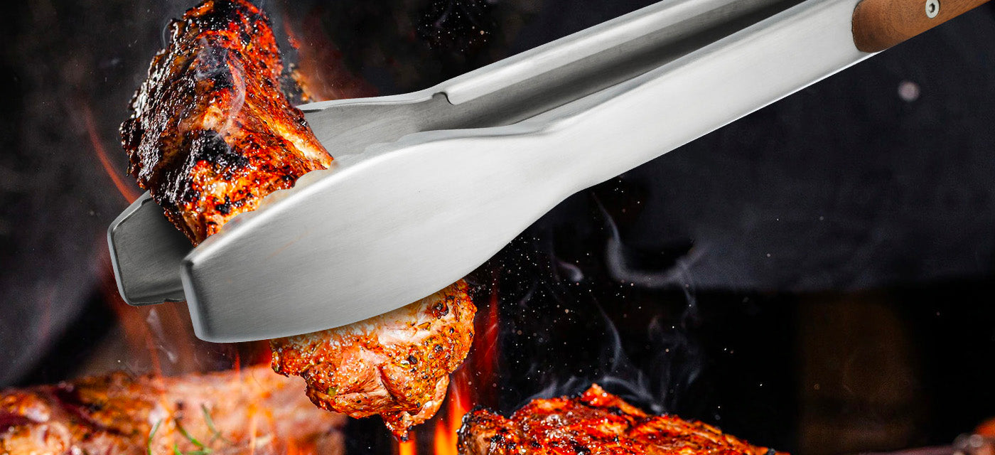 DAILY KISN Tongs - 19.5" Long Grill Tongs with Wood Handle