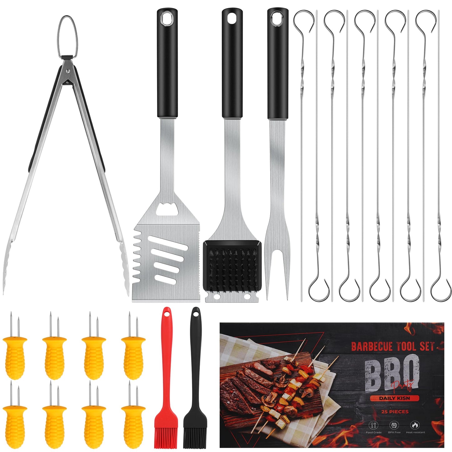 Grill Accessories Kit, Grill Tool Set with 4-in-1 BBQ Spatula and More