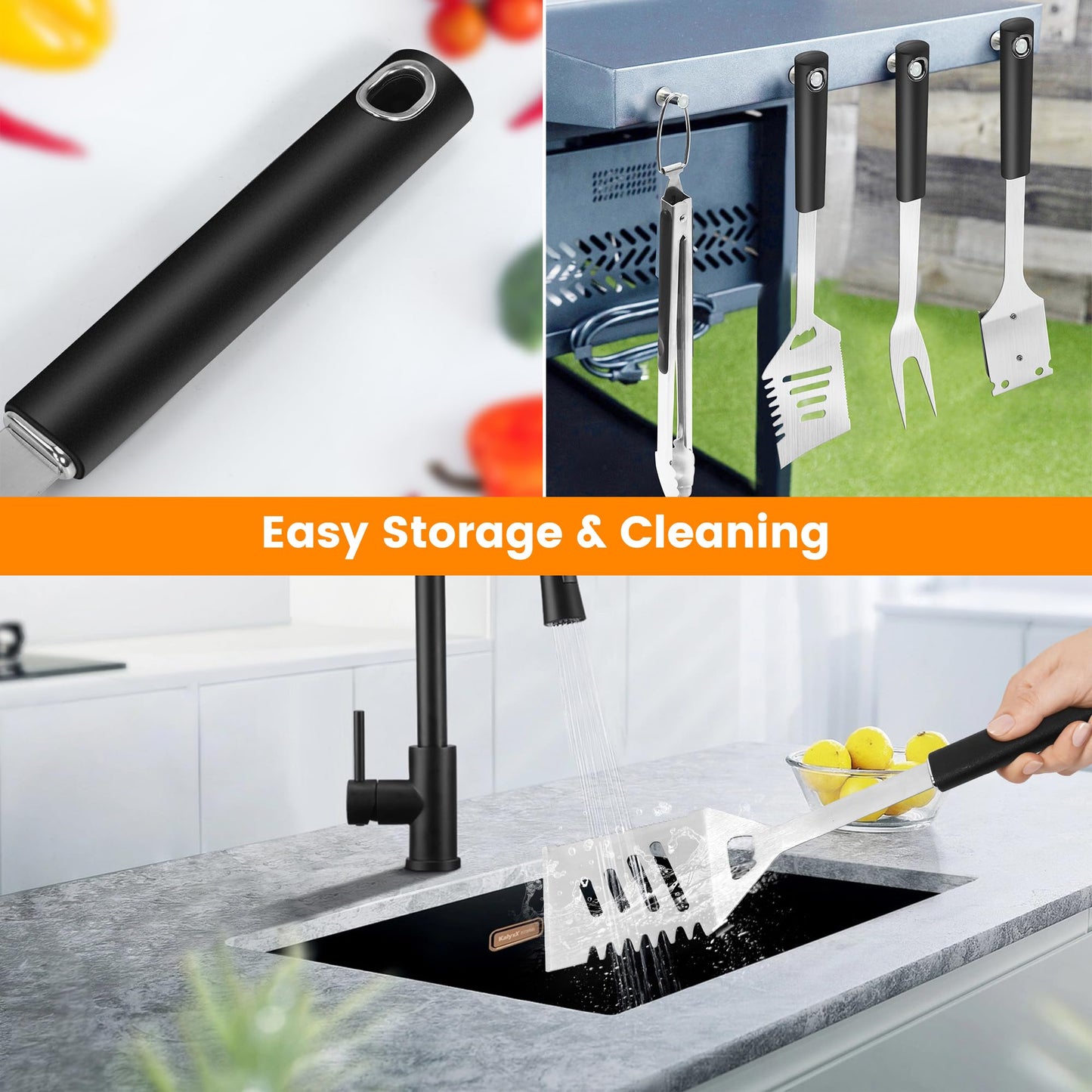 Grill Accessories Kit, Grill Tool Set with 4-in-1 BBQ Spatula and More