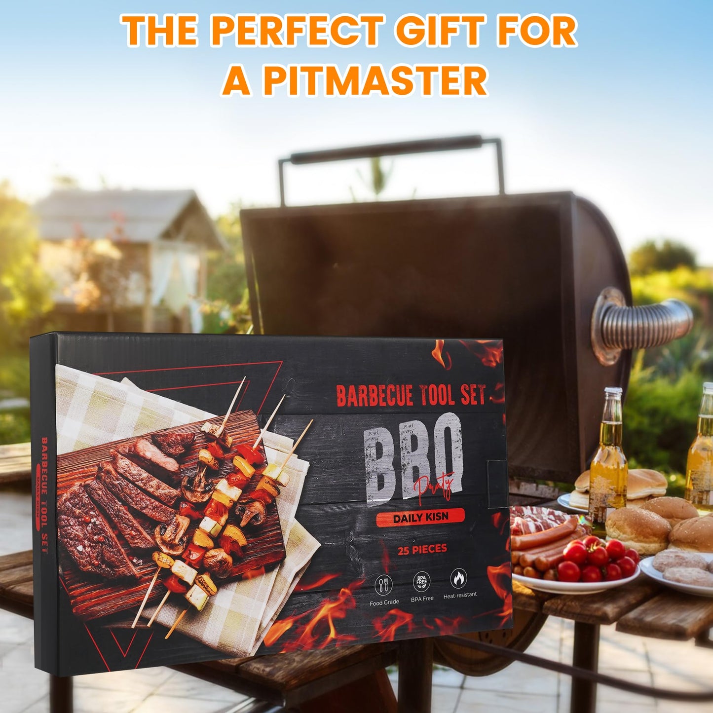 Grill Accessories Kit, Grill Tool Set with 4-in-1 BBQ Spatula and More