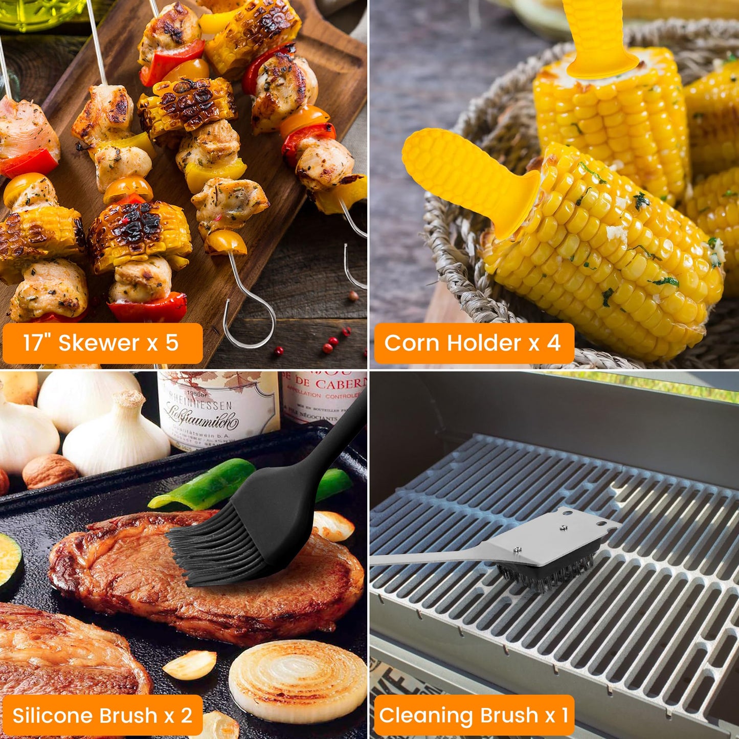 Grill Accessories Kit, Grill Tool Set with 4-in-1 BBQ Spatula and More