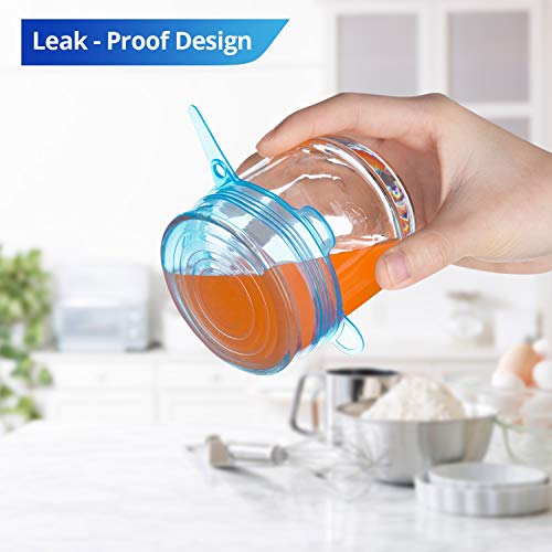 Silicone Stretch Lids, Zero Waste Reusable Silicone Container Lids, 12 PCS, Blue & White