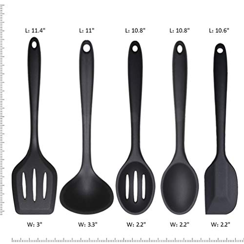 5PCS Silicone Kitchen Utensils Set - Silicone Spatula/Turner/Serving Spoon/Soup Ladle/Slotted Spoon