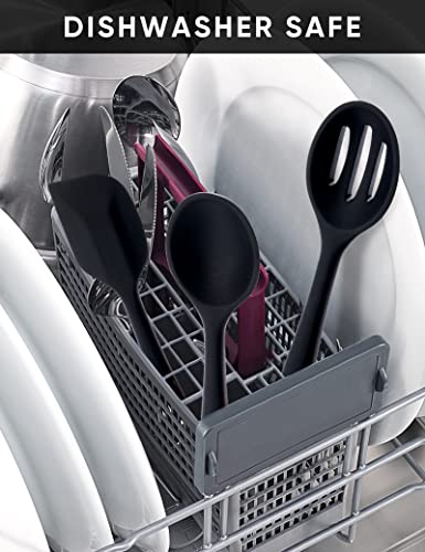 5PCS Silicone Kitchen Utensils Set - Silicone Spatula/Turner/Serving Spoon/Soup Ladle/Slotted Spoon