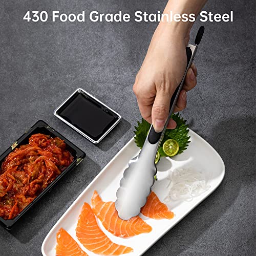 9"+12" Stainless Steel Kitchen Tongs Set | Cooking Tongs | Serving Tongs | BBQ Tongs