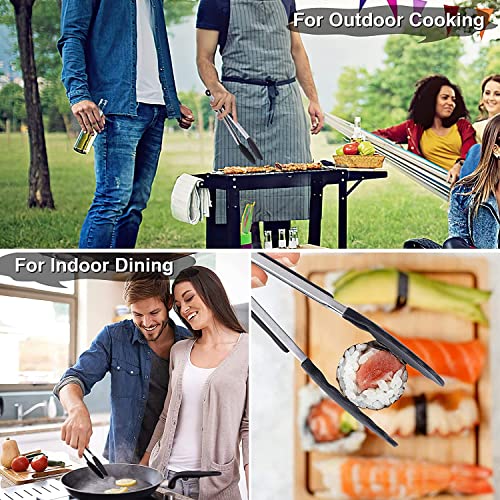 9"+12" Kitchen Tongs | Silicone Cooking Tongs | Serving Tongs | Salad Tongs, Black