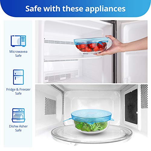 Silicone Stretch Lids, Zero Waste Reusable Silicone Container Lids, 6 PCS, White