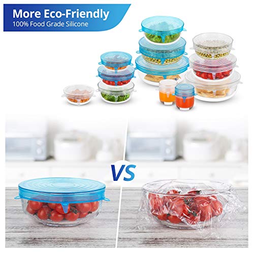 Silicone Stretch Lids, Zero Waste Reusable Silicone Container Lids, 6 PCS, White