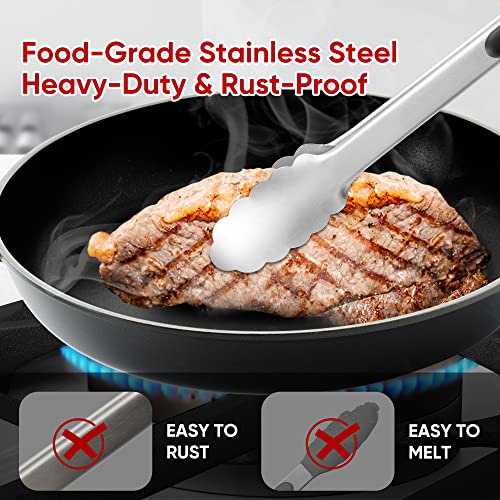 7"+9"+12" Stainless Steel Kitchen Tongs Set | Cooking Tongs | Serving Tongs | BBQ Tongs