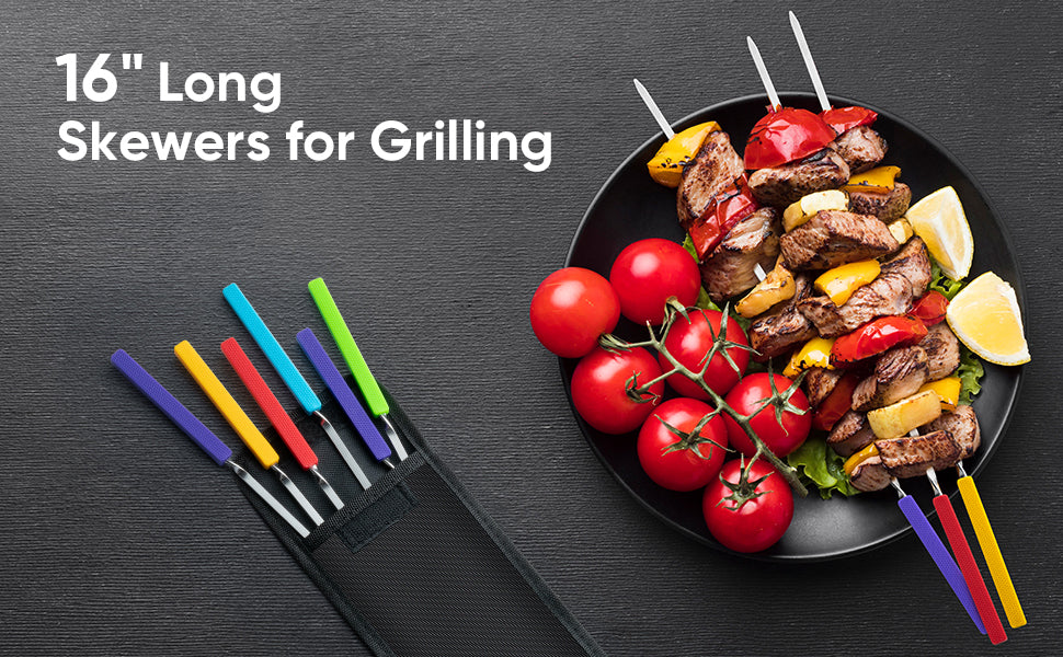 Introducing DAILY KISN's New Stainless Steel Flat Skewers with Silicone Handles!