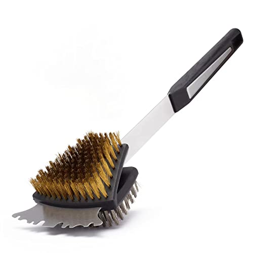 2-In-1 Grill Cleaner: 16.5" Long Double Sided Grill Cleaning Brush and Scraper