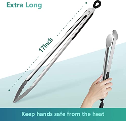 17 Inch Long Stainless Steel Grill Tongs | BBQ Tongs, 2 PCS