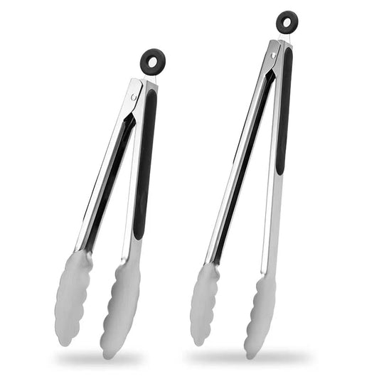 9"+12" Stainless Steel Kitchen Tongs Set | Cooking Tongs | Serving Tongs | BBQ Tongs