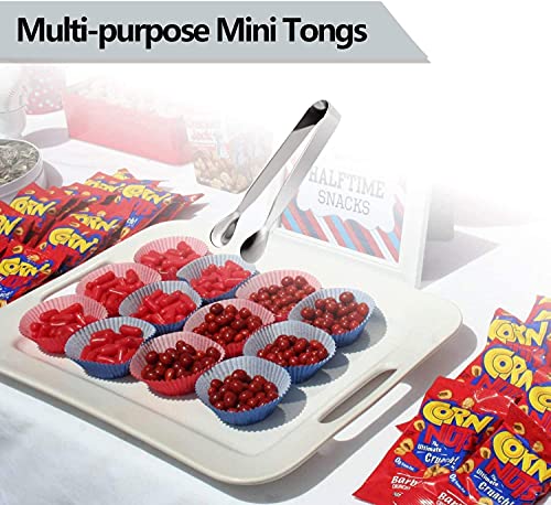 Stainless Steel Ice Tongs | Sugar Cube Tongs | Mini Serving Tongs | Appetizers Tongs, 6 PCS